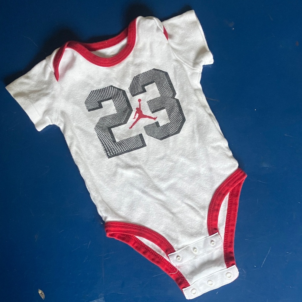 Michael Jordan White and Red baby Bodysuit 23